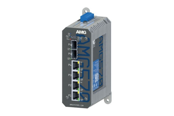 AMG Systems Industrieller managed Switch, 4x GBT (2 x 90W & 2 x 30W POE) & 2 x 100/1000 FX SFP Slot, AMG570-2GBT-2GAT-2S-P240