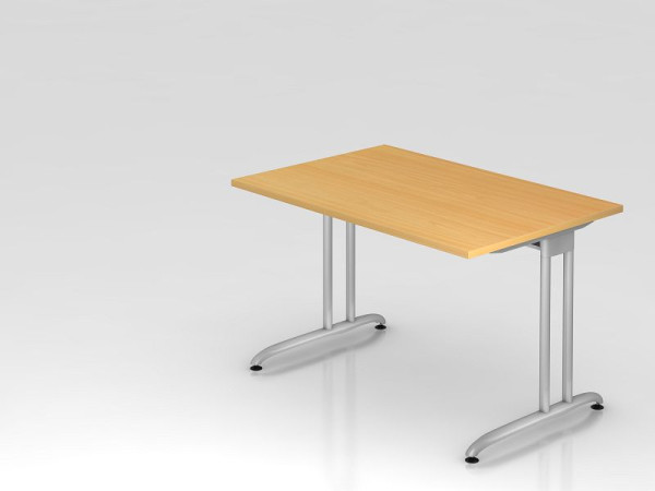 Hammerbacher Schreibtisch C-Fuß 120x80cm Buche, horizontale Kabelwanne, Arbeitshöhe 72 cm, VBS12/6/S