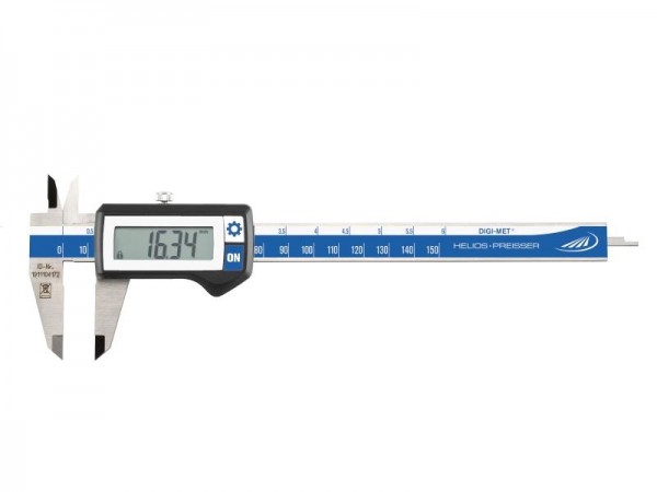 HELIOS PREISSER Digitaler Taschenmessschieber, ohne Datenausgabe, eckiges Tiefenmaß, 150 mm, 1320417