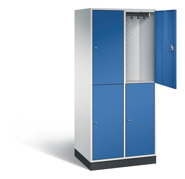 C+P Spind doppelstöckig XL Intro, H1950xB820xT590mm, Farbe: Lichtgrau / Enzianblau, 8270-203 S10001