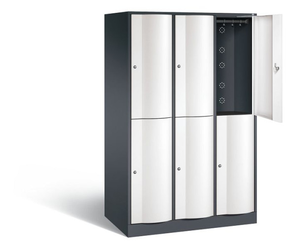 C+P Spind doppelstöckig XL Resisto, H1950xB1148xT640mm, Farbe: Schwarzgrau / Verkehrsweiß, 8270-373 S10105