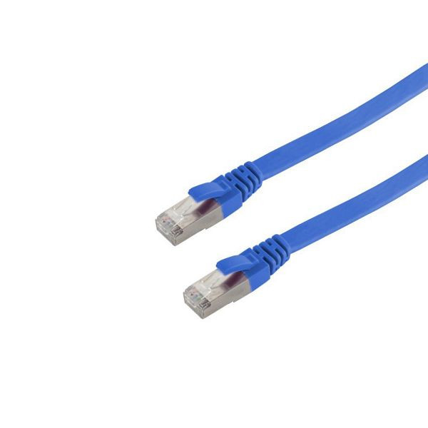 shiverpeaks BASIC-S, RJ45 Patchkabel-Flachkabel, Flat U/FTP mit CAT 7 Rohkabel, slim, blau 2,0m, BS75512-SLB