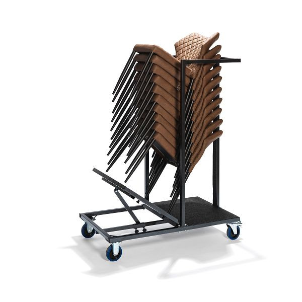 Feros Uni Stack Transportwagen, Universal Transportwagen für alle Stapelstühle und Barhocker, 115x60x150cm (BxTxH), Hammerschlag, T90930