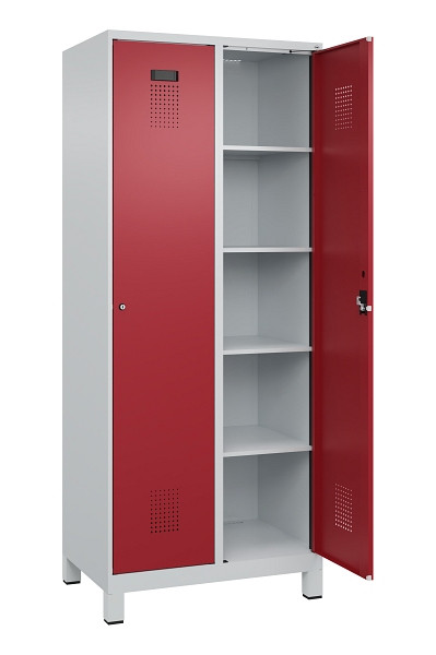 C+P Wäsche-Spind Evolo PLUS, mit Füßen, 2 Abteile, 1950x800x500mm, 7035/3003, Verschluss Zylinderschloss, Ablageböden 8, 049010-22B S10031