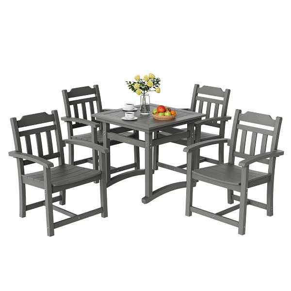 VEVOR 5-teiliges Gartenmöbel Set 1 Tisch + 4 Stühle, 150 kg / 150 kg Sitzgruppe Garnitur Wetterfest Sonnenfest, Hellgrau, LTCZYQHSSL4S5YFPUV0