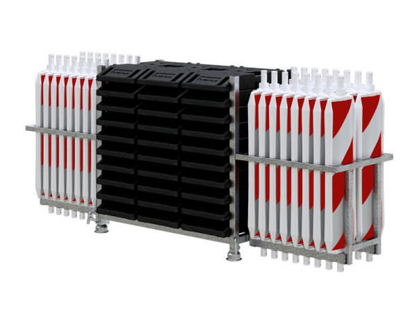 Schake Set, 1x Stapelpalette verzinkt,30x Fußplatten K1, 32x Kunststoffbake Typ 60, Folie Typ RA2/B, doppelseitig schraffiert, 360552-SET1