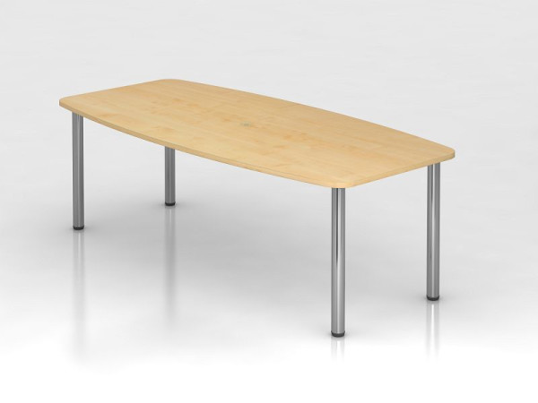 Hammerbacher Konferenztisch 220cm/4 Chromfüße Ahorn, tonnenförmig, VKT22C/3/C