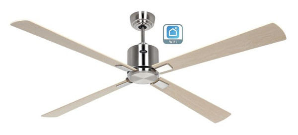 CasaFan Deckenventilator Eco Neo III 152 Chrom gebürstet-Ahorn/Buche WiFi, 942323W