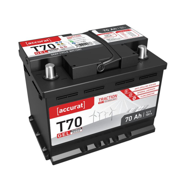 Accurat Traction T70 GEL DIN Versorgungsbatterie 12V 70Ah, VBB-GEL-T70