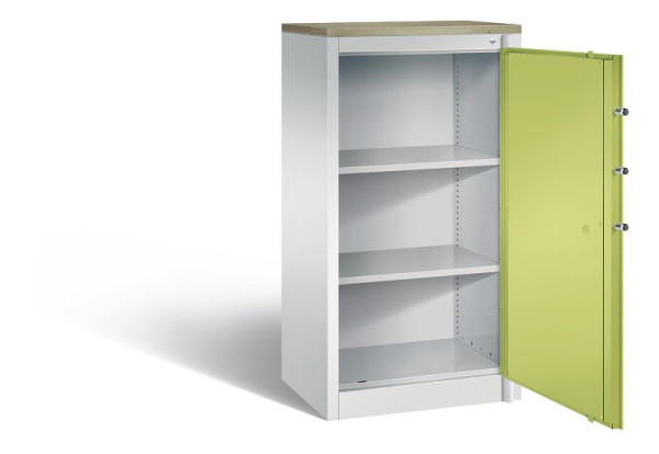 C+P Feuerschutzschrank Certos, H1226xB650xT500mm, Farbe: Lichtgrau / Viridingrün, Klinkengriff, 3 OH, 1160-000 S10425
