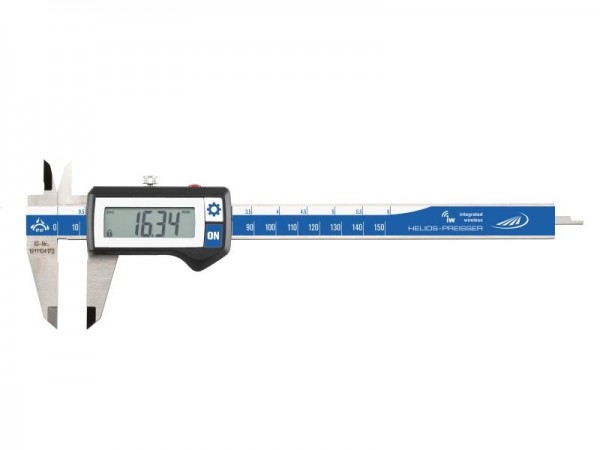HELIOS PREISSER Digitaler Taschenmessschieber IP 67, eckiges Tiefenmaß, 200x50 mm IW, 132641860