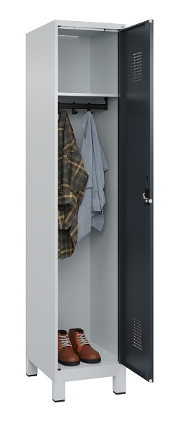 C+P Spind Evolo PLUS, mit Füßen, 1 Abteil, 1950x400x500mm, 7035/7016, Verschluss Zylinderschloss, Ablageböden 1, 049010-12 S10039