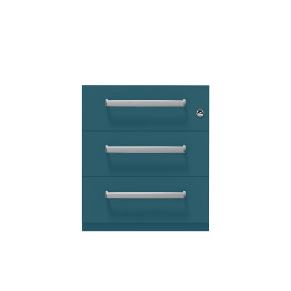 Bisley Rollcontainer Note™, 3 Schubladen, Tiefe 775 mm, Designgriff, 653 ozeanblau, NWH79M7BBB653