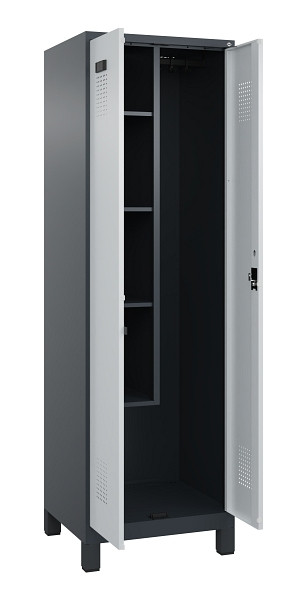 C+P Putzmittel-Spind Evolo PLUS, mit Füßen, 2 Abteile, 1950x600x500mm, 7016/703, Zylinderschloss, 049110-00 S10044