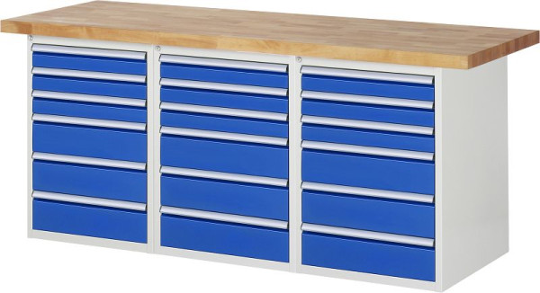 RAU Werkbank Serie 7000 - Modell 7515-4, B2000 x T700 x H890 mm, Systemunterbau B2000 x T650 x H850 mm, 03-7515A4-207B4M.11