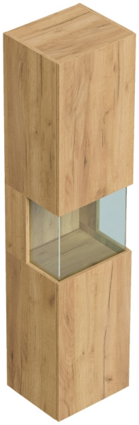 Posseik Limes Badezimmer Hochschrank 150cm Softclose Wandmontage Glaselement eiche gold, PN0006X0000010DE