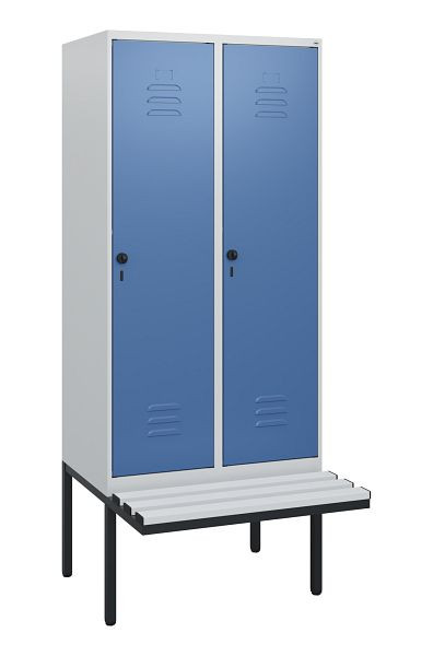 C+P Umkleidespind Classic PLUS, 2 Abteile, 1950x800x815mm, 7035/5023, Drehriegel, 0800405-22 S10035