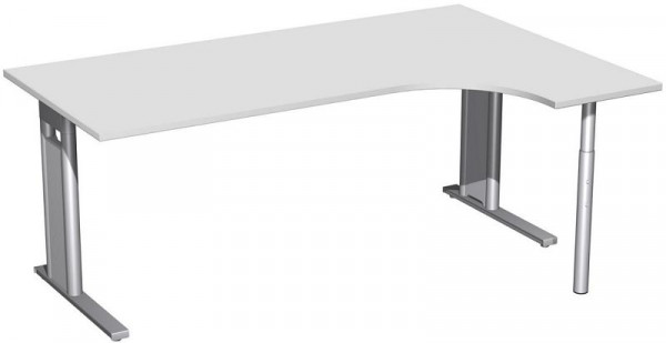 geramöbel PC-Schreibtisch rechts starr, C Fuß Blende optional, 1800x1200x720, Lichtgrau/Silber, N-648323-LS