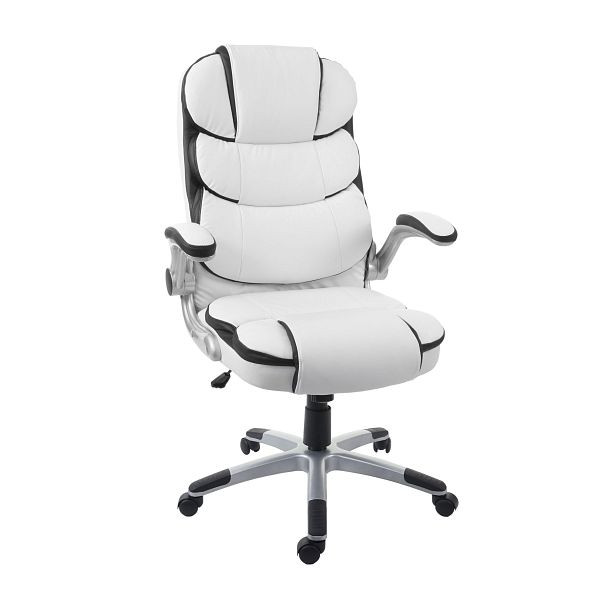 Mendler Bürostuhl HWC-F80, Schreibtischstuhl Chefsessel Drehstuhl, Kunstleder, weiß, 70508