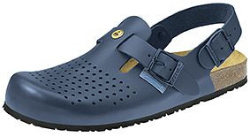 ABEBA ESD-Berufsschuhe Nature Clog nachtblau ESD, OB, Ristbereich verstellbar, Fersenriemen feststehend, verstellbar, Glattleder, perforiert, 4045-44