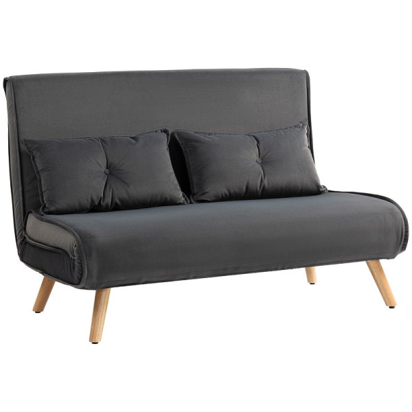 HOMCOM 2-Sitzer-Schlafsofa, Bettsofa, in Bett umwandelbare Couch, verstellbare Rückenlehne, Stoffbezug, Metallrahmen, Grau, 83B-397V01CG