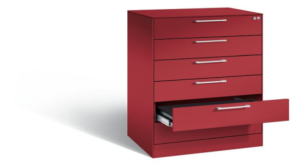 C+P Karteischrank Asisto, H1010xB800xT600mm, Farbe: Rubinrot, Bügelgriff, 146243-624 S10027