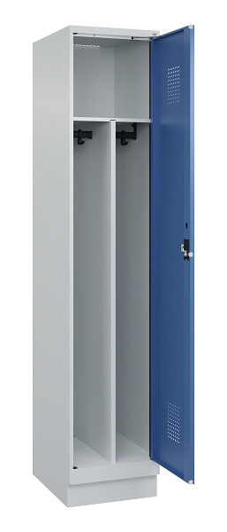 C+P Spind Evolo PLUS, mit Sockel, 1 Abteil, 1950x400x500mm, 7035/5023, Verschluss Zylinderschloss, 049020-12F S10035
