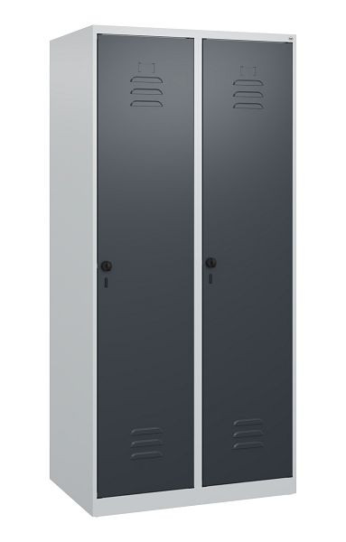 C+P Umkleidespind Classic PLUS mit Mitteltrennwand, 2 Abteile, 1700x800x500mm, 7035/7016, Drehriegel, 0800007-22F S10007