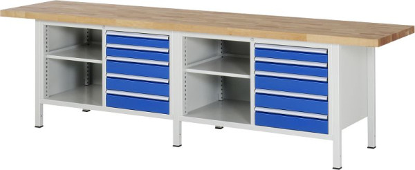 RAU Werkbank Serie 8000 - Modell 8464, B3000 x T700 x H840-1040 mm, Systemunterbau B2425 x T650 x H800-1000 mm, 03-8464A2-307B4H.11