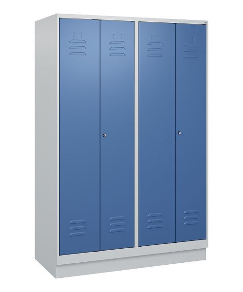 C+P Umkleidespind Classic PLUS SW, Sockel, 4 Abteile, 1800x1200x500mm, 7035/5023, Zylinderschlösser, 0800227-40 S10020