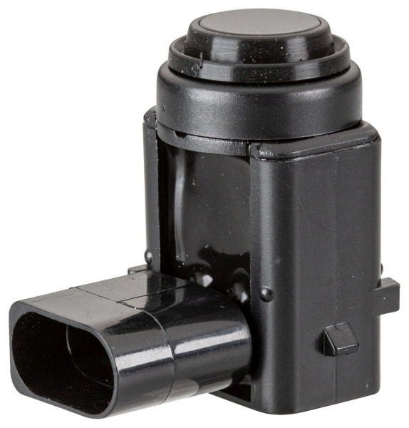 HELLA Sensor, Einparkhilfe, gewinkelt, 3-polig, gesteckt, lackierbar, mit Befestigungsring, 6PX 358 141-101