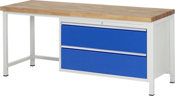 RAU Werkbank Serie 8000 - Modell 8355, B2000 x T700 x H840-1040 mm, Systemunterbau B1995 x T650 x H800-1000 mm, 03-8355A1-207B4H.11