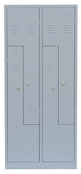 Lüllmann Stahl-Z-Kleiderschrank, 1800 x 800 x 500 mm, Lichtgrau/Lichtgrau, 525110