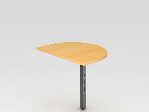 Hammerbacher Anbautisch mit Stützfuß eckig 60x80cm Buche/Graphit, gerundet zum Anbau an Schreibtisch, VRA60/6/G