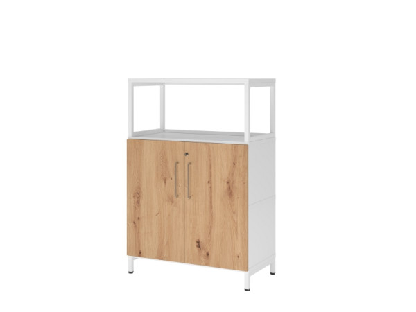 Hammerbacher Regal/Türen, 3OH, Sockel, weiß/asteiche, VFW38T2RU/W/R/BS