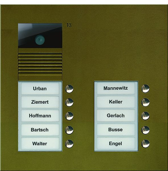 TCS Video Außenstation Serie AVU mit 10 Klingeltasten (rechtsbündig), 2-spaltig, UP bronze, AVU15100-0012