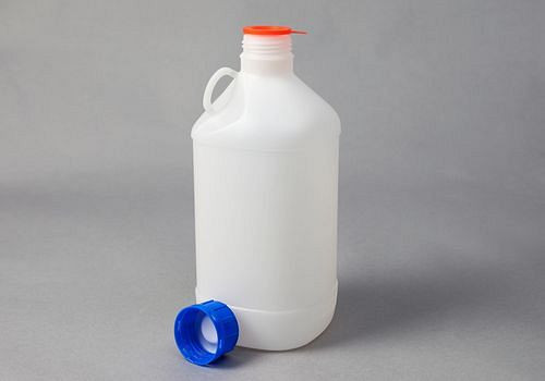 DENIOS Enghalsflaschen aus HDPE, eckig, natur-transparent, 2500 ml, UN, VE: 12 Stück, 257553