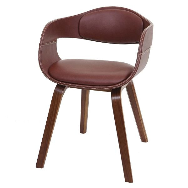 Mendler Esszimmerstuhl HWC-A47b, Küchenstuhl Stuhl, Retro-Design Holz Bugholz Kunstleder, braun, 94649