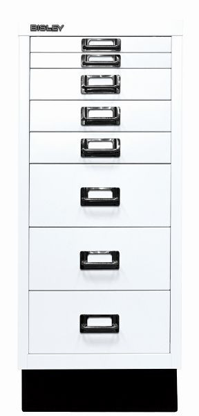 Bisley MultiDrawer, 29er Serie mit Sockel, DIN A4, 8 Schubladen, verkehrsweiß, L298S696