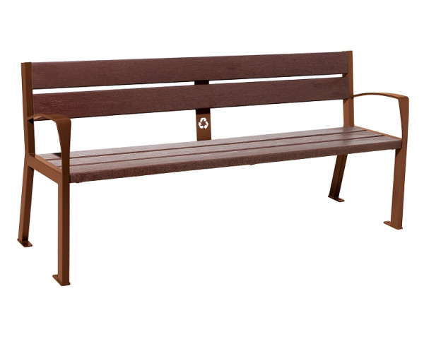 Procity Sitzbank Silaos® 5 Leisten, Mit Armlehne, Stahl & Recycling-Kunststoff, Rost Korken Effekt, 209514.S025
