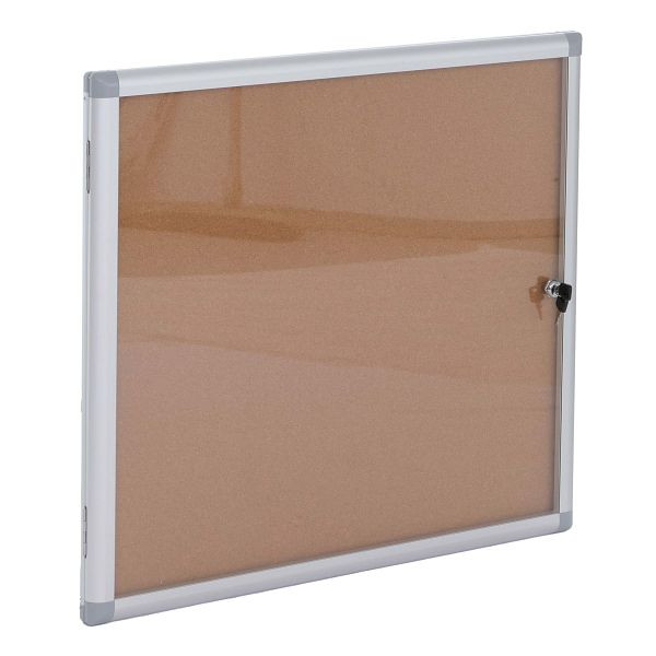 Mendler Schaukasten HWC-Q51, Memoboard Pinnwand mit Korkoberfläche, Aluminium abschließbar inkl. Zubehör 65x68x7cm, 122951