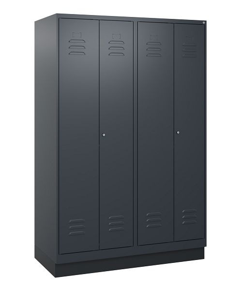 C+P Umkleidespind Classic PLUS SW, Sockel, 4 Abteile, 1800x1200x500mm, 7016/7016, Zylinderschlösser, 0800227-40 S10027