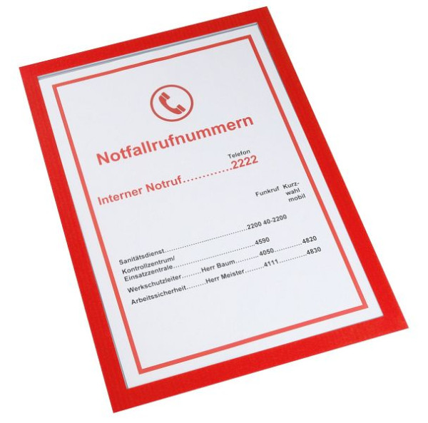Eichner Magnetische Infotasche DIN A4 Basic, Farbe: Rot, Fülltiefe 1,5 mm, VE: 5 Stück, 9015-00594-020