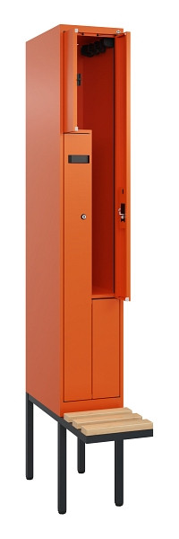C+P Z-Spind Evolo PLUS, Bank, 2 Fächer, 2120x300x815mm, 2004/2004, Zylinderschloss, Sitzfläche Holz, 0490437-102 S10050