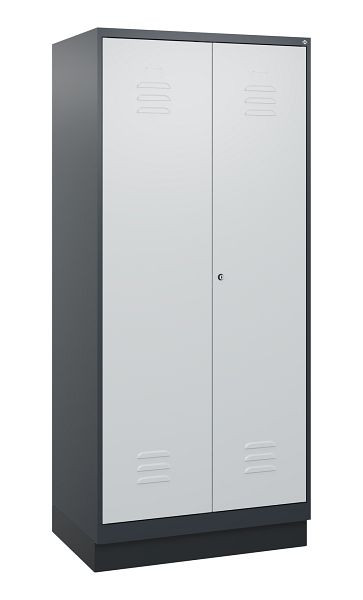 C+P Umkleidespind Classic PLUS SW, Sockel, 2 Abteile, 1800x800x500mm, 7016/7035, Zylinderschloss, 0800227-22 S10028