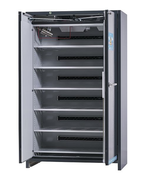 asecos Lithium-Ionen Akku-Ladeschrank SmartStore-Ultra, 6 Fachböden, Breite 1200 mm, 310004
