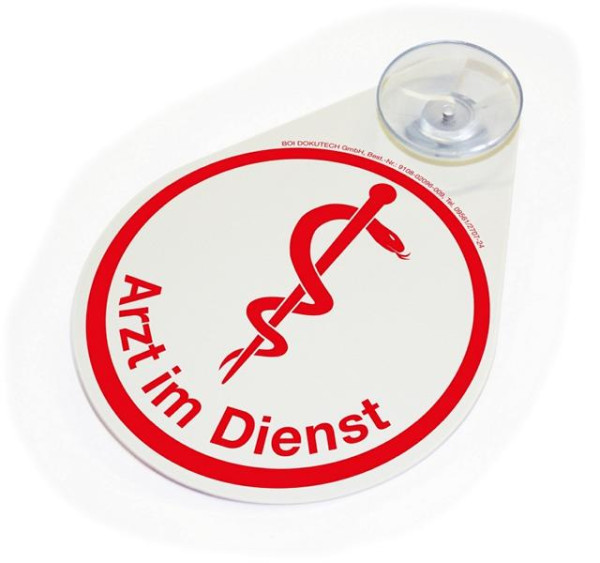 BOI Hinweisschild "Arzt", mit Saugnapf, rot bedruckt, 9108-02096-009