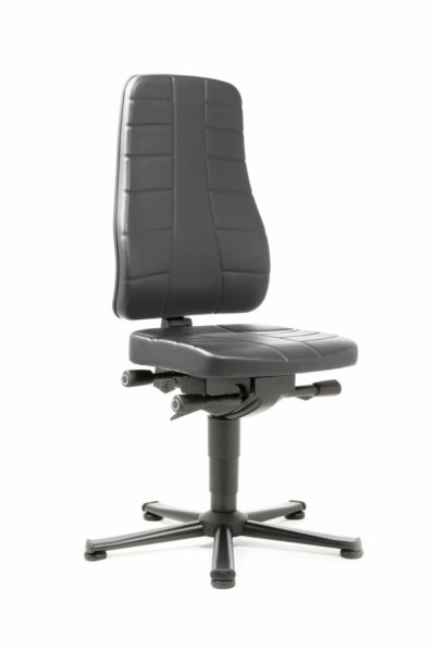 bimos All-In-One Highline Arbeitsdrehstuhl mit Gleiter und Kunstleder schwarz, Sitzhöhe 450-600 mm, 9640-2571