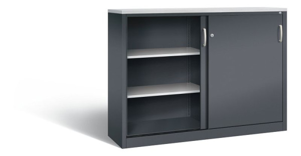 C+P Sideboard mit Schiebetüren Acurado, H1200xB1600xT400mm, Farbe: Schwarzgrau / feuerrot, Bügelgriff, 3 OH, 2147-1200 S10380