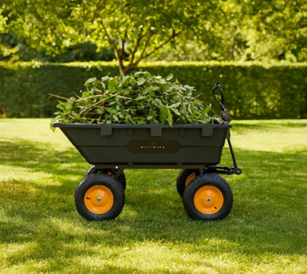 Westmann Kunststoff Gartenwagen mit Kippfunktion, Prakta L Schwarz, 145x108x83cm, WMSK003